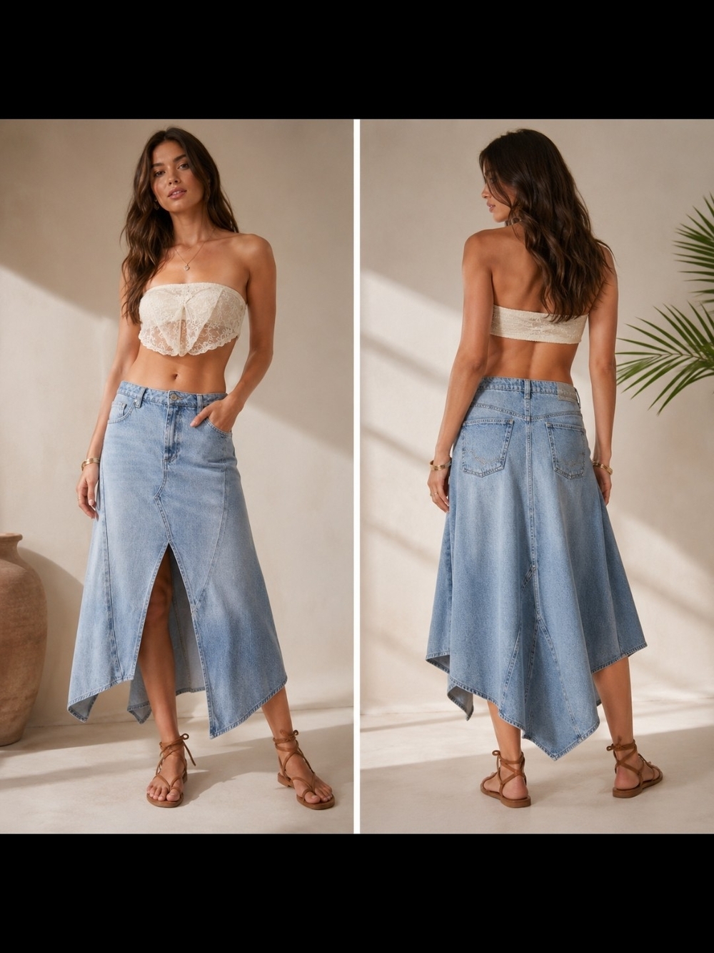 We The Free Aquarius Handkerchief Denim Maxi Skirt | Sz30 | Like New